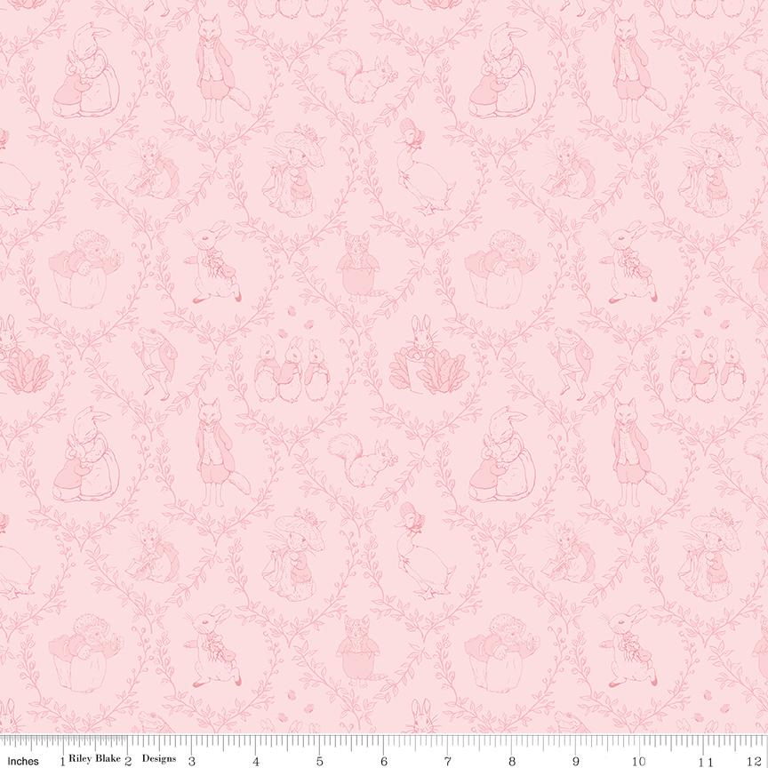 Flannel Peter Rabbit - Toile, Tonal Pink – Sew Downtown