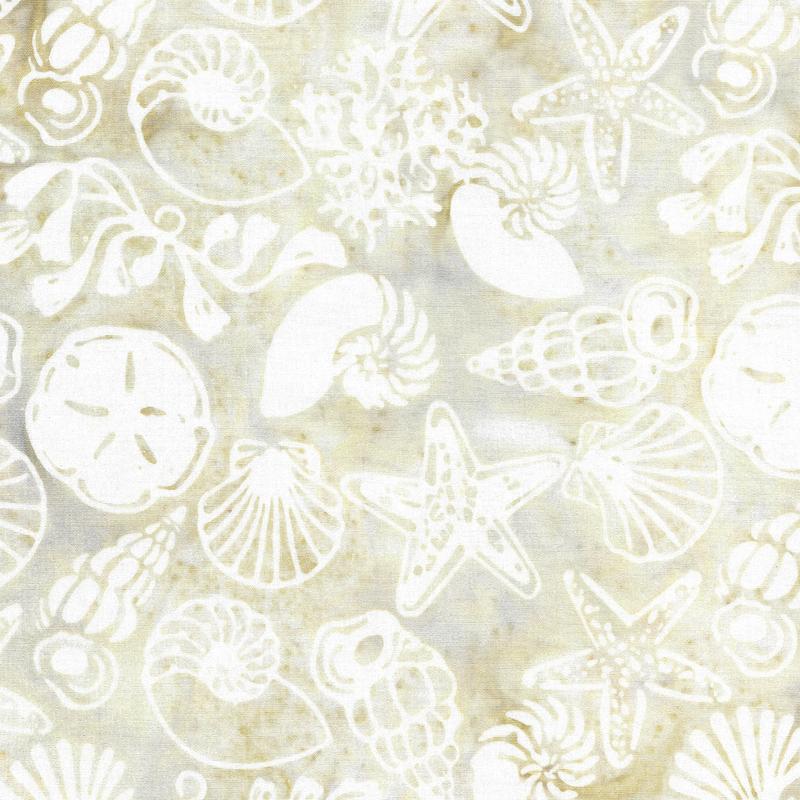 Shells Batik Island Batik- Sea Shells on Cream – Sew Downtown