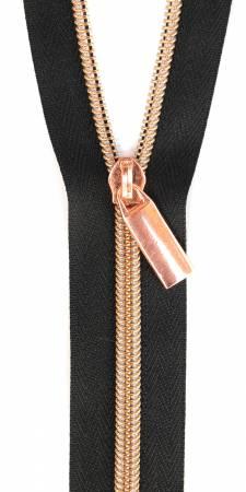Zippers By The Yard Black Tape Rose Gold Teeth #5 – Sew Downtown